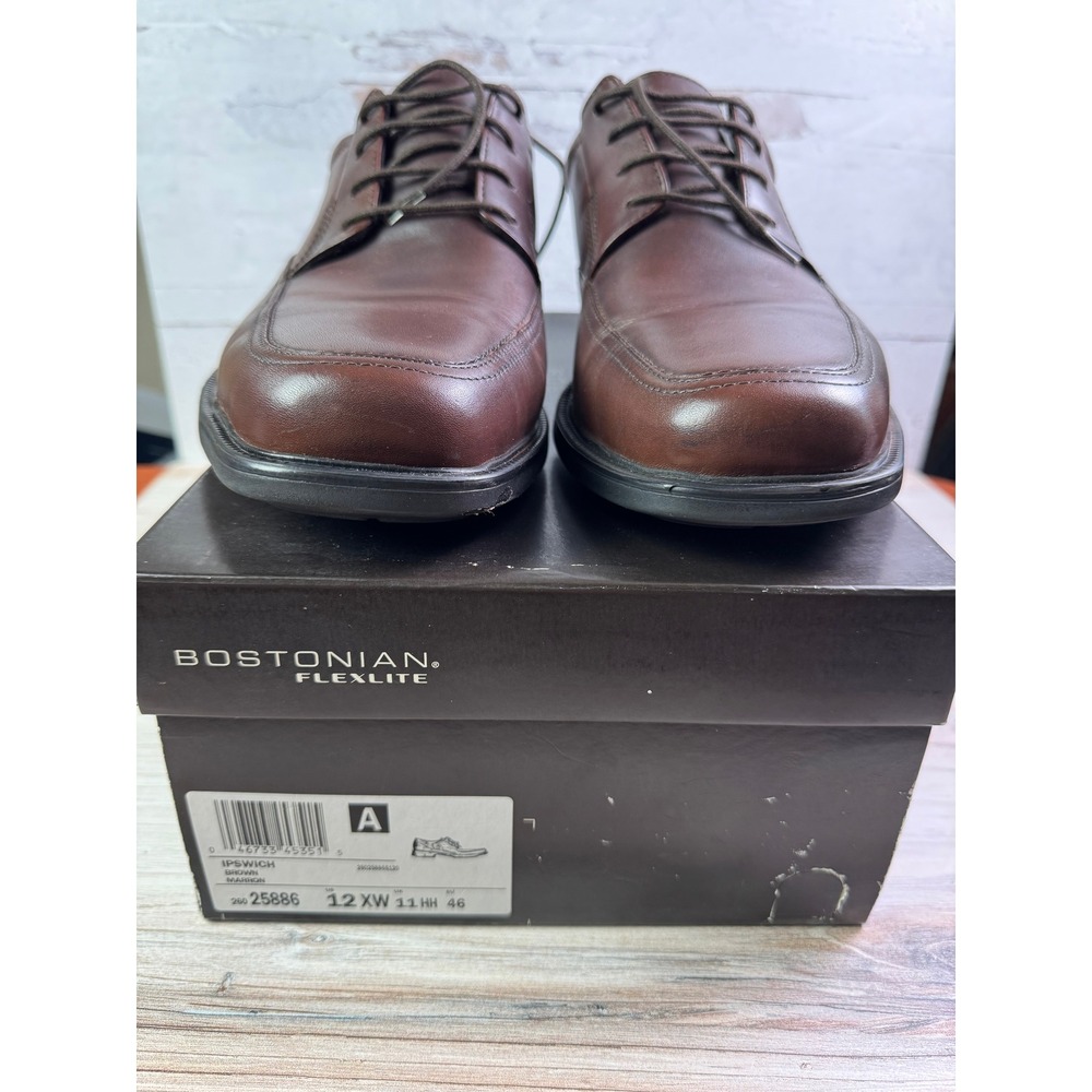 Bostonian Flexlite Ipswich Mens Brown Leather Bicycle Toe Dress Shoes 12 XW - Picture 7 of 8